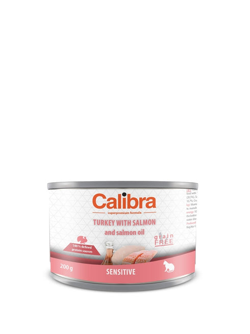 Hrana umeda pentru pisici Calibra Sensitive cu curcan si somon 200 g
